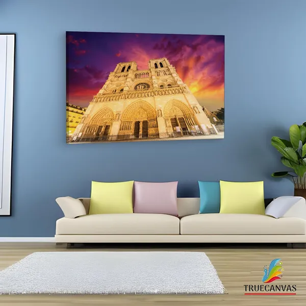 Multicolor_Cathodrale_Notre-Dame_De_Paris,_Wooden_Framed_Canvas_Paintings_|_For_Living_Room_|_Bedroom_|_Office_|_Gallery_|_Ready_Wall_Mount_Canvas_Wall_Art_Painting_|_Size_-_12_X_18In,_Ct0570