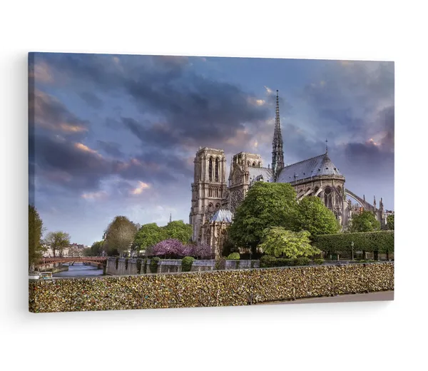 Multicolor_Cathodrale_Notre-Dame_De_Paris,_Wooden_Framed_Canvas_Paintings_|_For_Living_Room_|_Bedroom_|_Office_|_Gallery_|_Ready_Wall_Mount_Canvas_Wall_Art_Painting_|_Size_-_12_X_18In,_Ct0583