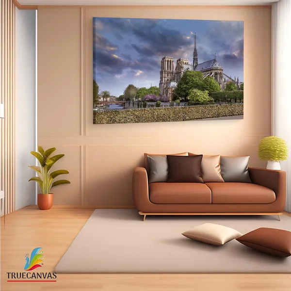 Multicolor_Cathodrale_Notre-Dame_De_Paris,_Wooden_Framed_Canvas_Paintings_|_For_Living_Room_|_Bedroom_|_Office_|_Gallery_|_Ready_Wall_Mount_Canvas_Wall_Art_Painting_|_Size_-_12_X_18In,_Ct0583