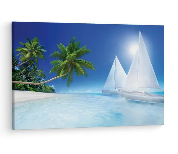 Multicolor_Summer_Tropical_Beach_Paradise,_Wooden_Framed_Canvas_Paintings_|_For_Living_Room_|_Bedroom_|_Office_|_Gallery_|_Ready_Wall_Mount_Canvas_Wall_Art_Painting_|_Size_-_12_X_18In,_Ct0602