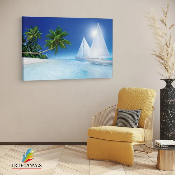 Multicolor_Summer_Tropical_Beach_Paradise,_Wooden_Framed_Canvas_Paintings_|_For_Living_Room_|_Bedroom_|_Office_|_Gallery_|_Ready_Wall_Mount_Canvas_Wall_Art_Painting_|_Size_-_12_X_18In,_Ct0602