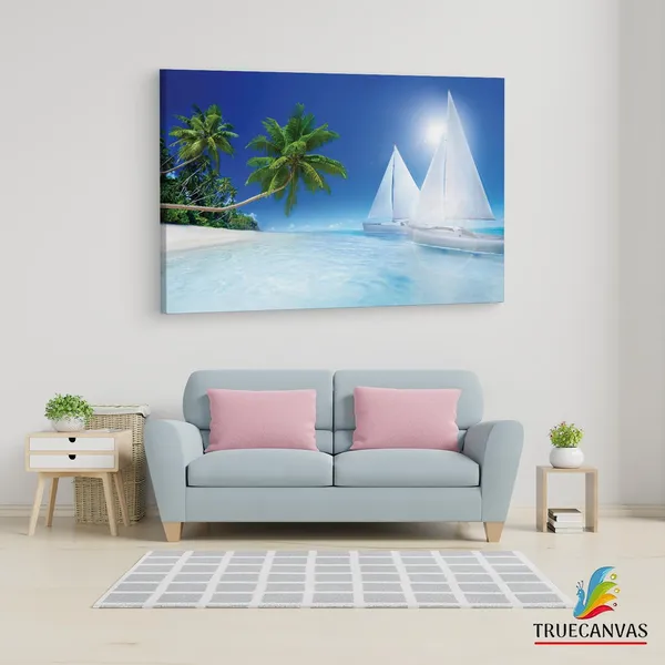 Multicolor_Summer_Tropical_Beach_Paradise,_Wooden_Framed_Canvas_Paintings_|_For_Living_Room_|_Bedroom_|_Office_|_Gallery_|_Ready_Wall_Mount_Canvas_Wall_Art_Painting_|_Size_-_12_X_18In,_Ct0602
