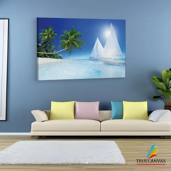 Multicolor_Summer_Tropical_Beach_Paradise,_Wooden_Framed_Canvas_Paintings_|_For_Living_Room_|_Bedroom_|_Office_|_Gallery_|_Ready_Wall_Mount_Canvas_Wall_Art_Painting_|_Size_-_12_X_18In,_Ct0602