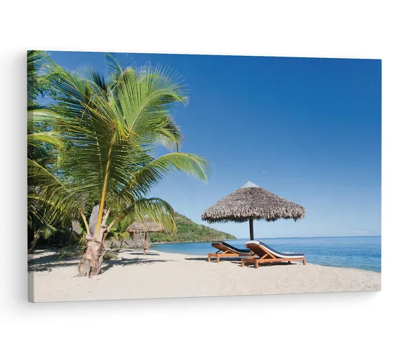 Multicolor_Maldives_Beach_Lounge,_Wooden_Framed_Canvas_Paintings_|_For_Living_Room_|_Bedroom_|_Office_|_Gallery_|_Ready_Wall_Mount_Canvas_Wall_Art_Painting_|_Size_-_12_X_18In,_Ct0603