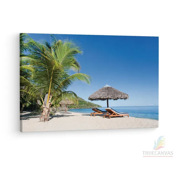 Multicolor_Maldives_Beach_Lounge,_Wooden_Framed_Canvas_Paintings_|_For_Living_Room_|_Bedroom_|_Office_|_Gallery_|_Ready_Wall_Mount_Canvas_Wall_Art_Painting_|_Size_-_12_X_18In,_Ct0603