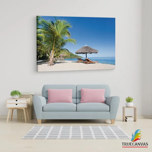 Multicolor_Maldives_Beach_Lounge,_Wooden_Framed_Canvas_Paintings_|_For_Living_Room_|_Bedroom_|_Office_|_Gallery_|_Ready_Wall_Mount_Canvas_Wall_Art_Painting_|_Size_-_12_X_18In,_Ct0603