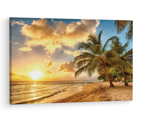 Multicolor_Tropical_Paradise_Beach_Palms,_Wooden_Framed_Canvas_Paintings_|_For_Living_Room_|_Bedroom_|_Office_|_Gallery_|_Ready_Wall_Mount_Canvas_Wall_Art_Painting_|_Size_-_12_X_18In,_Ct0605
