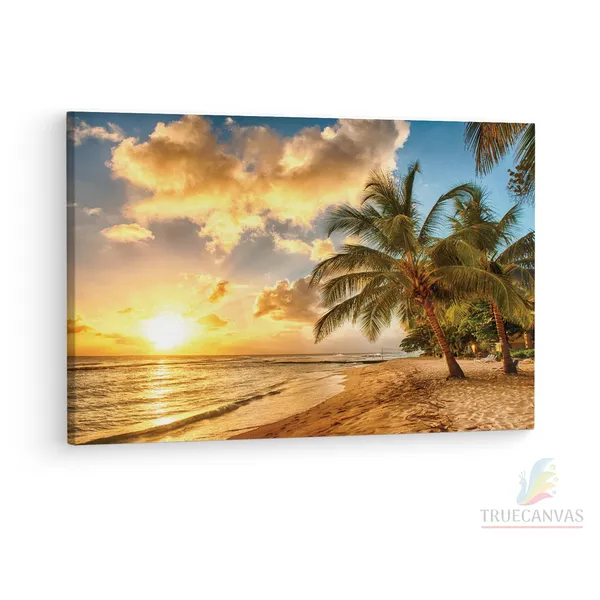 Multicolor_Tropical_Paradise_Beach_Palms,_Wooden_Framed_Canvas_Paintings_|_For_Living_Room_|_Bedroom_|_Office_|_Gallery_|_Ready_Wall_Mount_Canvas_Wall_Art_Painting_|_Size_-_12_X_18In,_Ct0605