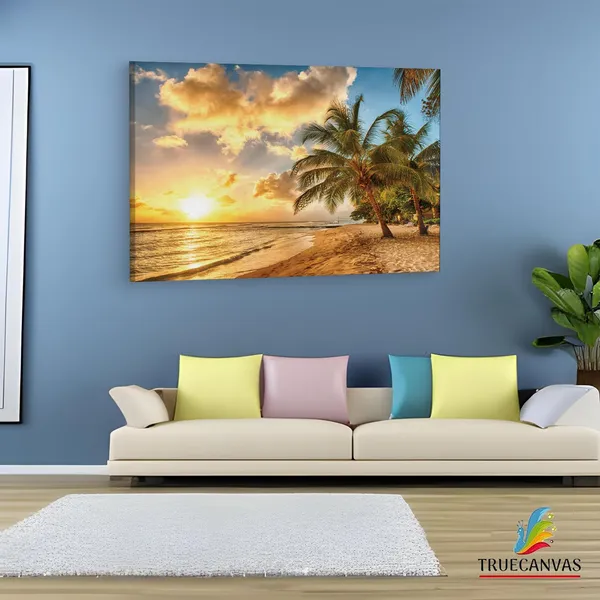 Multicolor_Tropical_Paradise_Beach_Palms,_Wooden_Framed_Canvas_Paintings_|_For_Living_Room_|_Bedroom_|_Office_|_Gallery_|_Ready_Wall_Mount_Canvas_Wall_Art_Painting_|_Size_-_12_X_18In,_Ct0605