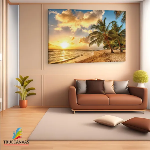 Multicolor_Tropical_Paradise_Beach_Palms,_Wooden_Framed_Canvas_Paintings_|_For_Living_Room_|_Bedroom_|_Office_|_Gallery_|_Ready_Wall_Mount_Canvas_Wall_Art_Painting_|_Size_-_12_X_18In,_Ct0605