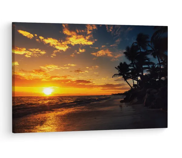 Multicolor_Punta_Cana_Beach_Sunrise,_Wooden_Framed_Canvas_Paintings_|_For_Living_Room_|_Bedroom_|_Office_|_Gallery_|_Ready_Wall_Mount_Canvas_Wall_Art_Painting_|_Size_-_12_X_18In,_Ct0609