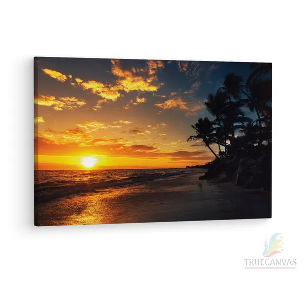 Multicolor_Punta_Cana_Beach_Sunrise,_Wooden_Framed_Canvas_Paintings_|_For_Living_Room_|_Bedroom_|_Office_|_Gallery_|_Ready_Wall_Mount_Canvas_Wall_Art_Painting_|_Size_-_12_X_18In,_Ct0609