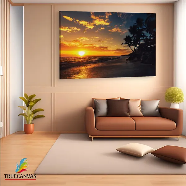 Multicolor_Punta_Cana_Beach_Sunrise,_Wooden_Framed_Canvas_Paintings_|_For_Living_Room_|_Bedroom_|_Office_|_Gallery_|_Ready_Wall_Mount_Canvas_Wall_Art_Painting_|_Size_-_12_X_18In,_Ct0609