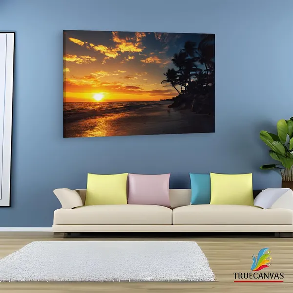 Multicolor_Punta_Cana_Beach_Sunrise,_Wooden_Framed_Canvas_Paintings_|_For_Living_Room_|_Bedroom_|_Office_|_Gallery_|_Ready_Wall_Mount_Canvas_Wall_Art_Painting_|_Size_-_12_X_18In,_Ct0609