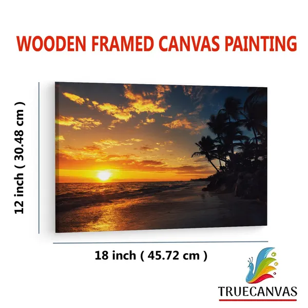 Multicolor_Punta_Cana_Beach_Sunrise,_Wooden_Framed_Canvas_Paintings_|_For_Living_Room_|_Bedroom_|_Office_|_Gallery_|_Ready_Wall_Mount_Canvas_Wall_Art_Painting_|_Size_-_12_X_18In,_Ct0609