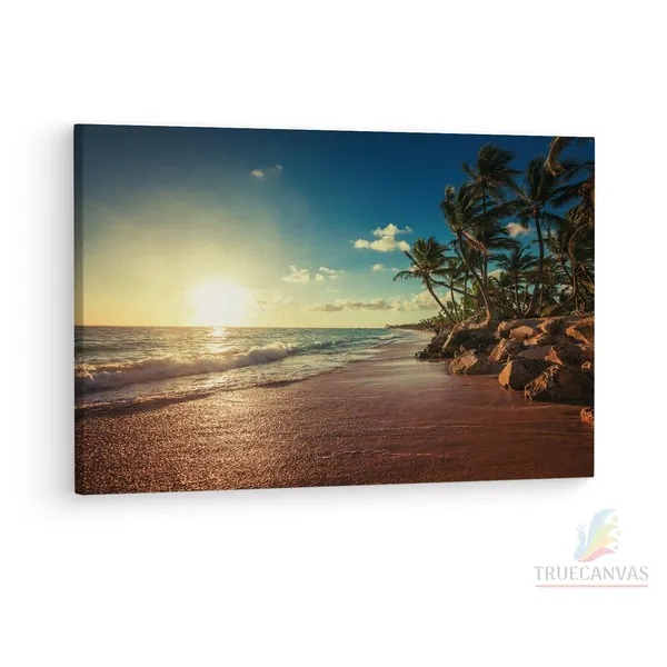Multicolor_Sunrise_Tropical_Island_Beach,_Wooden_Framed_Canvas_Paintings_|_For_Living_Room_|_Bedroom_|_Office_|_Gallery_|_Ready_Wall_Mount_Canvas_Wall_Art_Painting_|_Size_-_12_X_18In,_Ct0612