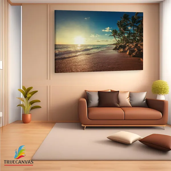 Multicolor_Sunrise_Tropical_Island_Beach,_Wooden_Framed_Canvas_Paintings_|_For_Living_Room_|_Bedroom_|_Office_|_Gallery_|_Ready_Wall_Mount_Canvas_Wall_Art_Painting_|_Size_-_12_X_18In,_Ct0612