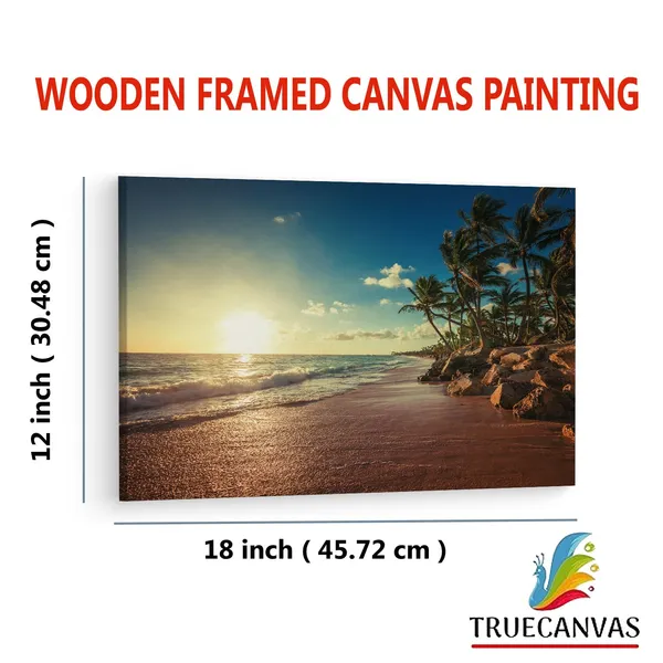 Multicolor_Sunrise_Tropical_Island_Beach,_Wooden_Framed_Canvas_Paintings_|_For_Living_Room_|_Bedroom_|_Office_|_Gallery_|_Ready_Wall_Mount_Canvas_Wall_Art_Painting_|_Size_-_12_X_18In,_Ct0612