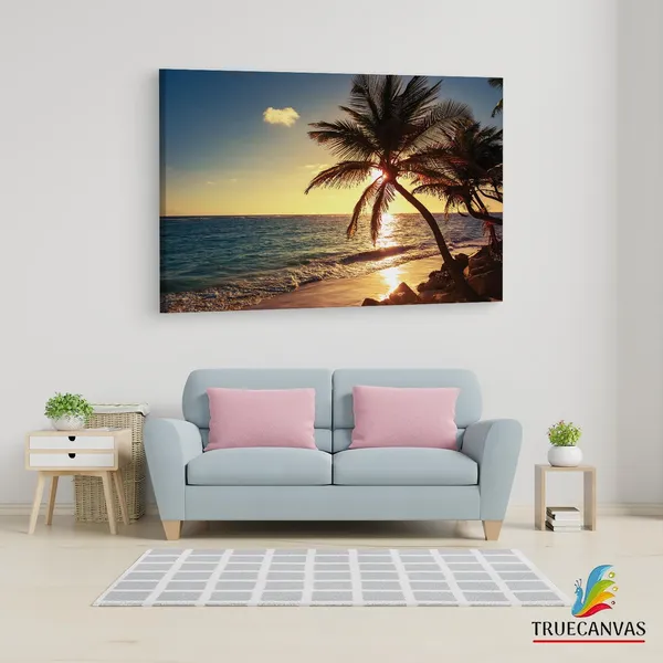 Multicolor_Sunrise_Tropical_Island_Beach,_Wooden_Framed_Canvas_Paintings_|_For_Living_Room_|_Bedroom_|_Office_|_Gallery_|_Ready_Wall_Mount_Canvas_Wall_Art_Painting_|_Size_-_12_X_18In,_Ct0615