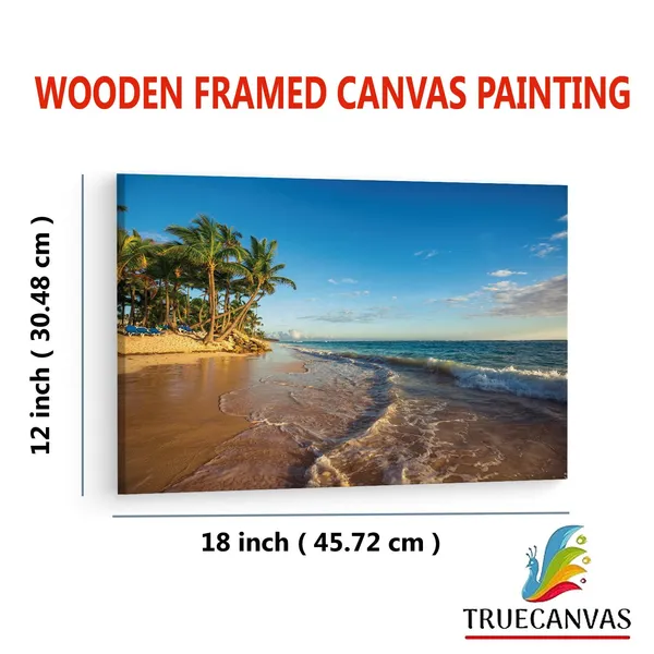 Multicolor_Paradise_Tropical_Island_Beach,_Wooden_Framed_Canvas_Paintings_|_For_Living_Room_|_Bedroom_|_Office_|_Gallery_|_Ready_Wall_Mount_Canvas_Wall_Art_Painting_|_Size_-_12_X_18In,_Ct0616