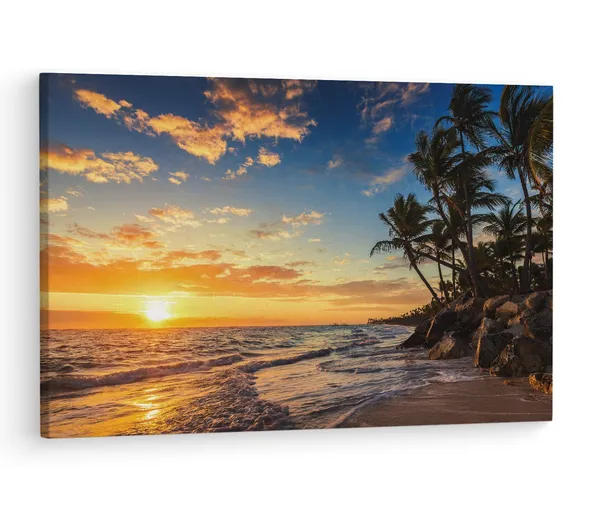 Multicolor_Beach_Sunrise_Punta_Cana,_Wooden_Framed_Canvas_Paintings_|_For_Living_Room_|_Bedroom_|_Office_|_Gallery_|_Ready_Wall_Mount_Canvas_Wall_Art_Painting_|_Size_-_12_X_18In,_Ct0619