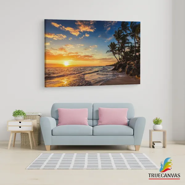 Multicolor_Beach_Sunrise_Punta_Cana,_Wooden_Framed_Canvas_Paintings_|_For_Living_Room_|_Bedroom_|_Office_|_Gallery_|_Ready_Wall_Mount_Canvas_Wall_Art_Painting_|_Size_-_12_X_18In,_Ct0619