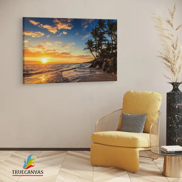 Multicolor_Beach_Sunrise_Punta_Cana,_Wooden_Framed_Canvas_Paintings_|_For_Living_Room_|_Bedroom_|_Office_|_Gallery_|_Ready_Wall_Mount_Canvas_Wall_Art_Painting_|_Size_-_12_X_18In,_Ct0619