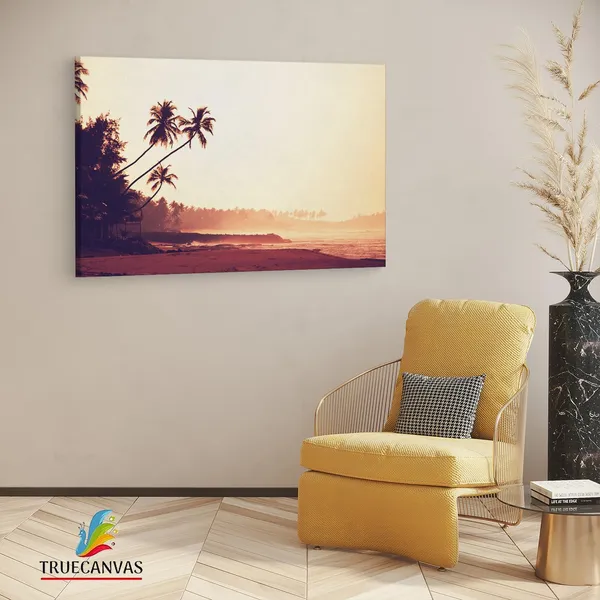 Multicolor_Sunset_In_Tropics_Coconut_Trees,_Wooden_Framed_Canvas_Paintings_|_For_Living_Room_|_Bedroom_|_Office_|_Gallery_|_Ready_Wall_Mount_Canvas_Wall_Art_Painting_|_Size_-_12_X_18In,_Ct0622