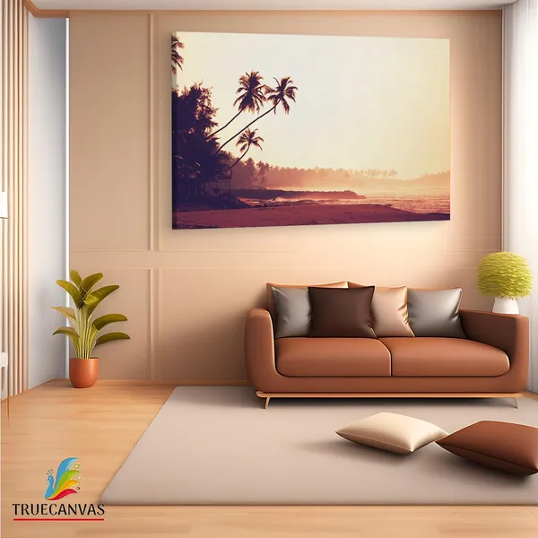 Multicolor_Sunset_In_Tropics_Coconut_Trees,_Wooden_Framed_Canvas_Paintings_|_For_Living_Room_|_Bedroom_|_Office_|_Gallery_|_Ready_Wall_Mount_Canvas_Wall_Art_Painting_|_Size_-_12_X_18In,_Ct0622