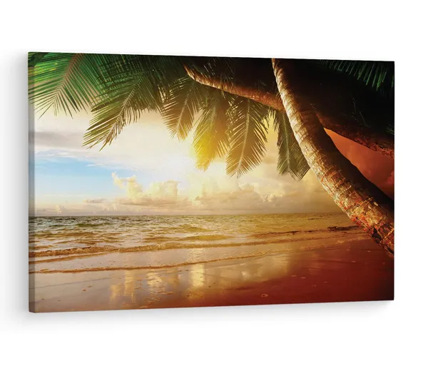 Multicolor_Beach_Tropical_Ocean_Sunset,_Wooden_Framed_Canvas_Paintings_|_For_Living_Room_|_Bedroom_|_Office_|_Gallery_|_Ready_Wall_Mount_Canvas_Wall_Art_Painting_|_Size_-_12_X_18In,_Ct0624