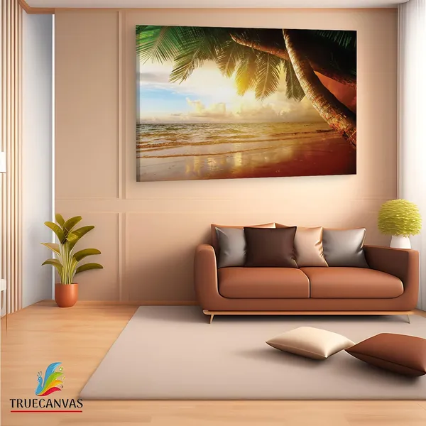 Multicolor_Beach_Tropical_Ocean_Sunset,_Wooden_Framed_Canvas_Paintings_|_For_Living_Room_|_Bedroom_|_Office_|_Gallery_|_Ready_Wall_Mount_Canvas_Wall_Art_Painting_|_Size_-_12_X_18In,_Ct0624