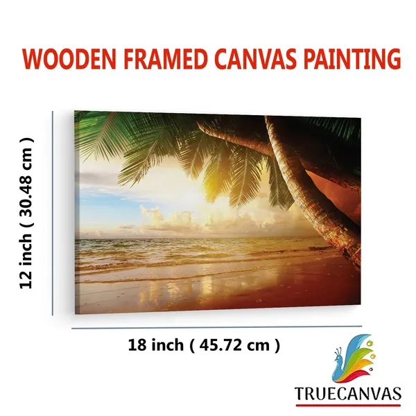 Multicolor_Beach_Tropical_Ocean_Sunset,_Wooden_Framed_Canvas_Paintings_|_For_Living_Room_|_Bedroom_|_Office_|_Gallery_|_Ready_Wall_Mount_Canvas_Wall_Art_Painting_|_Size_-_12_X_18In,_Ct0624