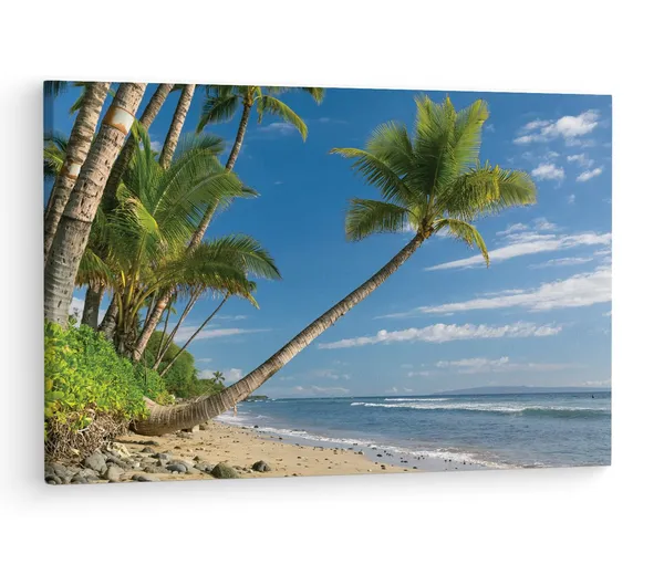 Multicolor_Palm_Tree_On_Sand_Beach,_Wooden_Framed_Canvas_Paintings_|_For_Living_Room_|_Bedroom_|_Office_|_Gallery_|_Ready_Wall_Mount_Canvas_Wall_Art_Painting_|_Size_-_12_X_18In,_Ct0629