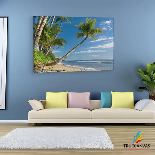 Multicolor_Palm_Tree_On_Sand_Beach,_Wooden_Framed_Canvas_Paintings_|_For_Living_Room_|_Bedroom_|_Office_|_Gallery_|_Ready_Wall_Mount_Canvas_Wall_Art_Painting_|_Size_-_12_X_18In,_Ct0629