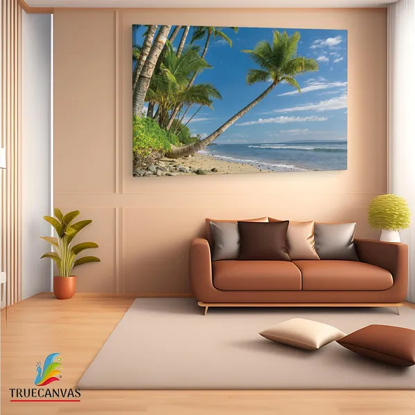 Multicolor_Palm_Tree_On_Sand_Beach,_Wooden_Framed_Canvas_Paintings_|_For_Living_Room_|_Bedroom_|_Office_|_Gallery_|_Ready_Wall_Mount_Canvas_Wall_Art_Painting_|_Size_-_12_X_18In,_Ct0629