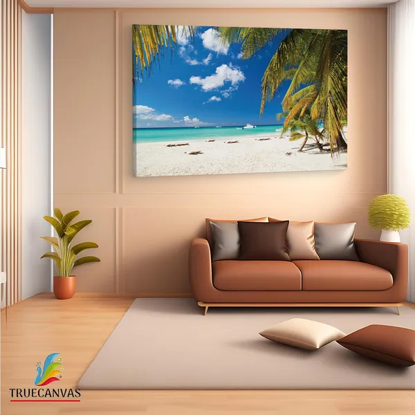 Multicolor_Beach_Sea_Palms,_Wooden_Framed_Canvas_Paintings_|_For_Living_Room_|_Bedroom_|_Office_|_Gallery_|_Ready_Wall_Mount_Canvas_Wall_Art_Painting_|_Size_-_12_X_18In,_Ct0630