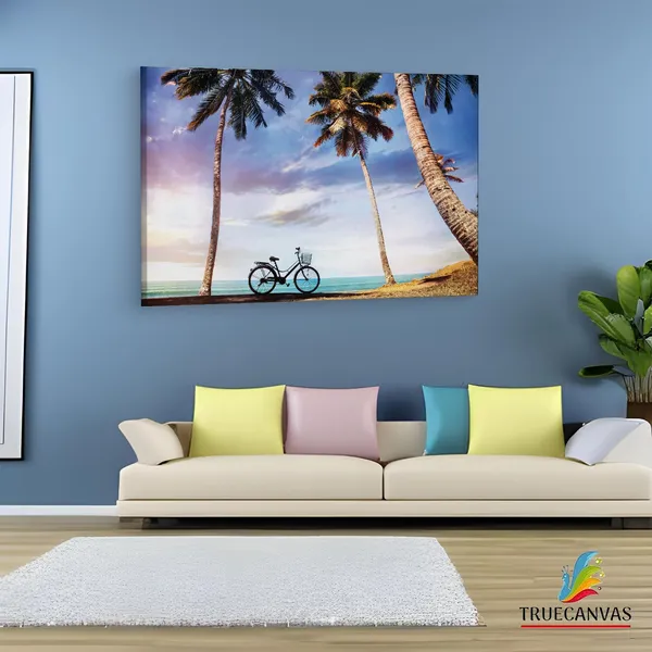 Multicolor_Bicycle_With_Basket,_Wooden_Framed_Canvas_Paintings_|_For_Living_Room_|_Bedroom_|_Office_|_Gallery_|_Ready_Wall_Mount_Canvas_Wall_Art_Painting_|_Size_-_12_X_18In,_Ct0633