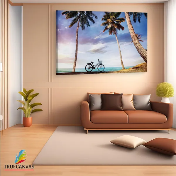 Multicolor_Bicycle_With_Basket,_Wooden_Framed_Canvas_Paintings_|_For_Living_Room_|_Bedroom_|_Office_|_Gallery_|_Ready_Wall_Mount_Canvas_Wall_Art_Painting_|_Size_-_12_X_18In,_Ct0633