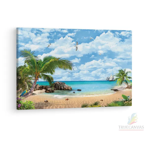 Multicolor_Mediterranean_Beach,_Wooden_Framed_Canvas_Paintings_|_For_Living_Room_|_Bedroom_|_Office_|_Gallery_|_Ready_Wall_Mount_Canvas_Wall_Art_Painting_|_Size_-_12_X_18In,_Ct0641