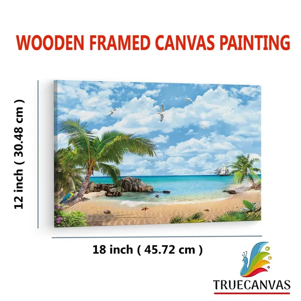 Multicolor_Mediterranean_Beach,_Wooden_Framed_Canvas_Paintings_|_For_Living_Room_|_Bedroom_|_Office_|_Gallery_|_Ready_Wall_Mount_Canvas_Wall_Art_Painting_|_Size_-_12_X_18In,_Ct0641