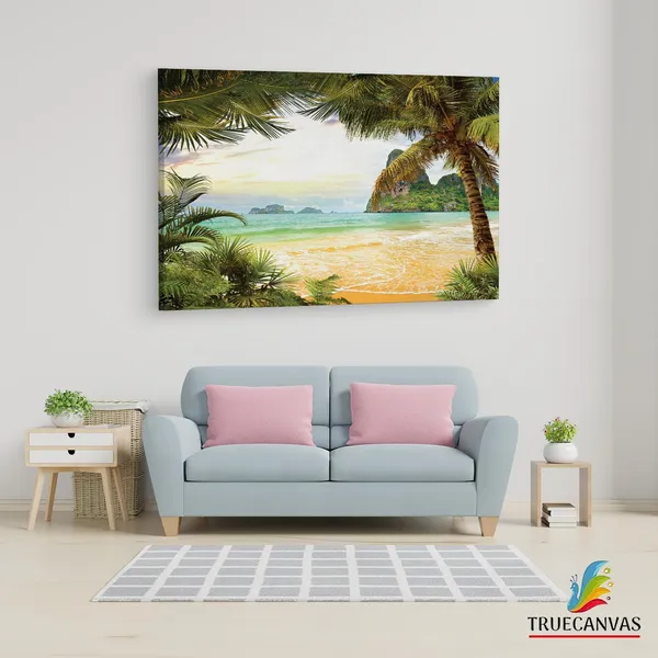 Multicolor_Tropical_Paradise_Palm_Trees,_Wooden_Framed_Canvas_Paintings_|_For_Living_Room_|_Bedroom_|_Office_|_Gallery_|_Ready_Wall_Mount_Canvas_Wall_Art_Painting_|_Size_-_12_X_18In,_Ct0643