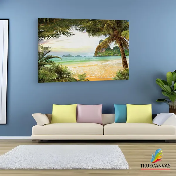 Multicolor_Tropical_Paradise_Palm_Trees,_Wooden_Framed_Canvas_Paintings_|_For_Living_Room_|_Bedroom_|_Office_|_Gallery_|_Ready_Wall_Mount_Canvas_Wall_Art_Painting_|_Size_-_12_X_18In,_Ct0643