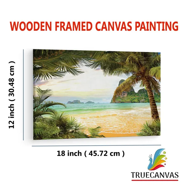 Multicolor_Tropical_Paradise_Palm_Trees,_Wooden_Framed_Canvas_Paintings_|_For_Living_Room_|_Bedroom_|_Office_|_Gallery_|_Ready_Wall_Mount_Canvas_Wall_Art_Painting_|_Size_-_12_X_18In,_Ct0643