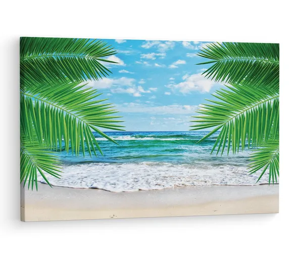 Multicolor_Hawaii_Beach_Tropical_Background,_Wooden_Framed_Canvas_Paintings_|_For_Living_Room_|_Bedroom_|_Office_|_Gallery_|_Ready_Wall_Mount_Canvas_Wall_Art_Painting_|_Size_-_12_X_18In,_Ct0646
