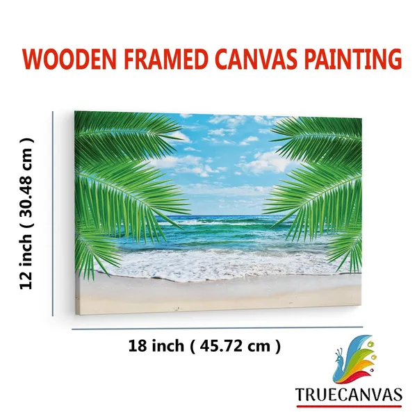 Multicolor_Hawaii_Beach_Tropical_Background,_Wooden_Framed_Canvas_Paintings_|_For_Living_Room_|_Bedroom_|_Office_|_Gallery_|_Ready_Wall_Mount_Canvas_Wall_Art_Painting_|_Size_-_12_X_18In,_Ct0646