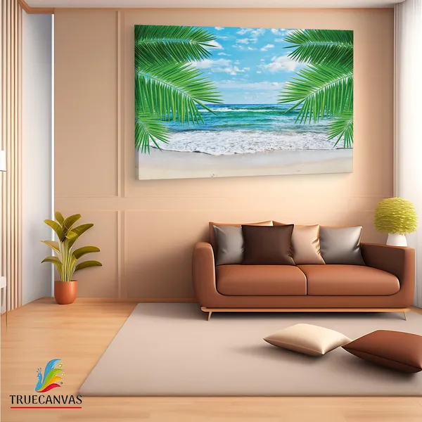 Multicolor_Hawaii_Beach_Tropical_Background,_Wooden_Framed_Canvas_Paintings_|_For_Living_Room_|_Bedroom_|_Office_|_Gallery_|_Ready_Wall_Mount_Canvas_Wall_Art_Painting_|_Size_-_12_X_18In,_Ct0646