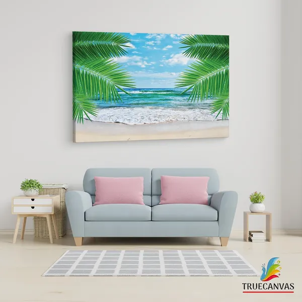 Multicolor_Hawaii_Beach_Tropical_Background,_Wooden_Framed_Canvas_Paintings_|_For_Living_Room_|_Bedroom_|_Office_|_Gallery_|_Ready_Wall_Mount_Canvas_Wall_Art_Painting_|_Size_-_12_X_18In,_Ct0646
