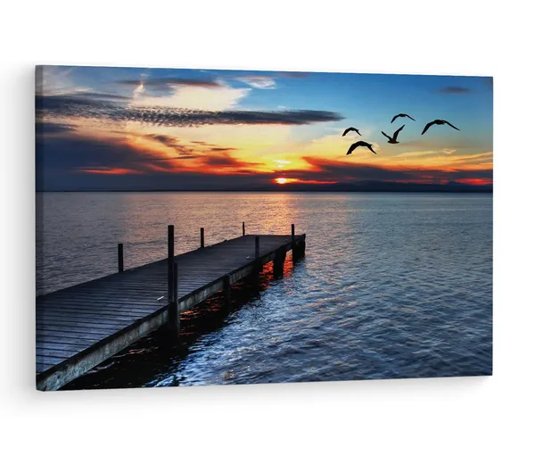 Multicolor_Lake_Norman,_Wooden_Framed_Canvas_Paintings_|_For_Living_Room_|_Bedroom_|_Office_|_Gallery_|_Ready_Wall_Mount_Canvas_Wall_Art_Painting_|_Size_-_12_X_18In,_Ct0647