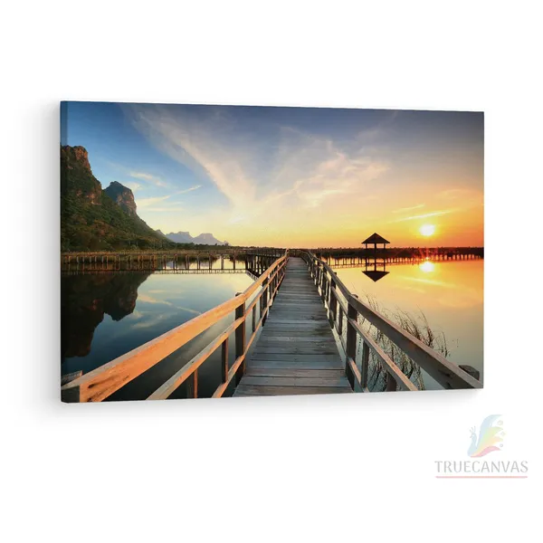 Multicolor_Sunset_Sea_View_Wooden_Bridge,_Wooden_Framed_Canvas_Paintings_|_For_Living_Room_|_Bedroom_|_Office_|_Gallery_|_Ready_Wall_Mount_Canvas_Wall_Art_Painting_|_Size_-_12_X_18In,_Ct0648