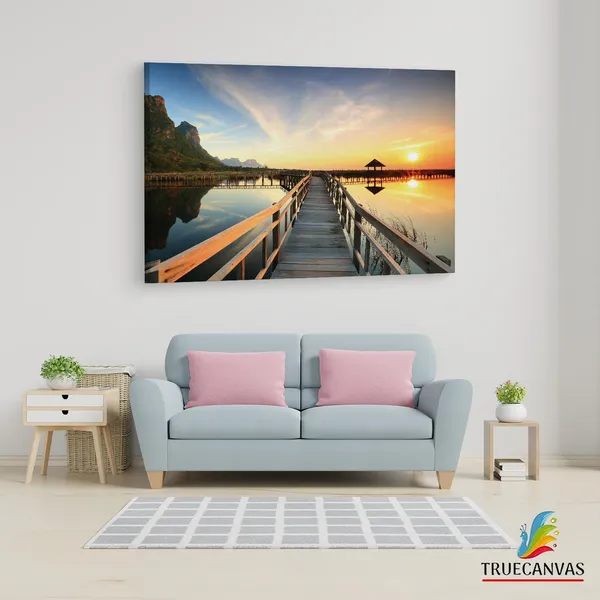 Multicolor_Sunset_Sea_View_Wooden_Bridge,_Wooden_Framed_Canvas_Paintings_|_For_Living_Room_|_Bedroom_|_Office_|_Gallery_|_Ready_Wall_Mount_Canvas_Wall_Art_Painting_|_Size_-_12_X_18In,_Ct0648